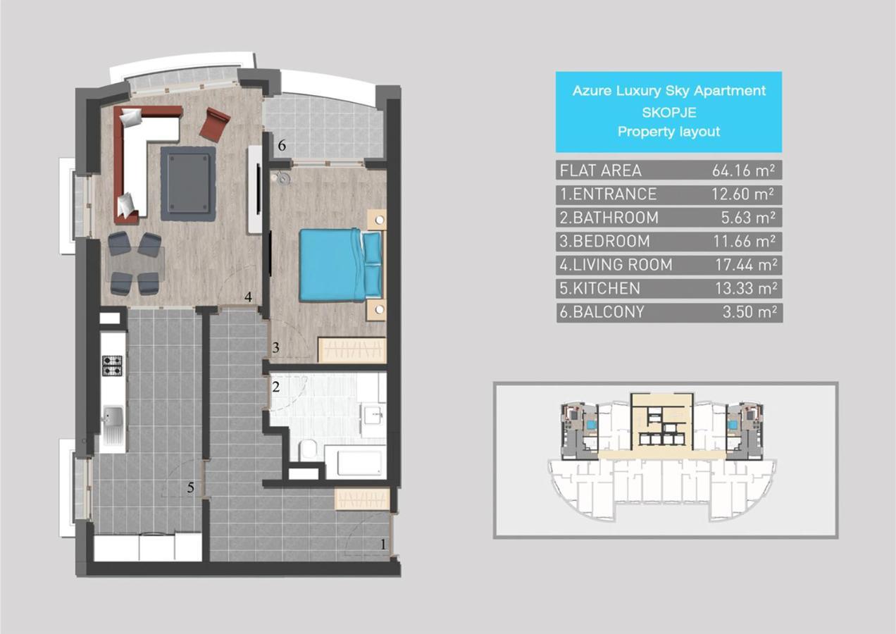 Azure Luxury Sky Apartment Skopje Ngoại thất bức ảnh